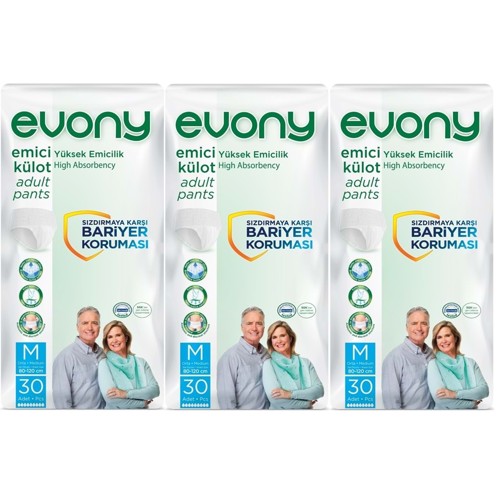 Evony Hasta Bezi Yetişkin Emici Külot M-Orta 90 Adet (3PK*30)