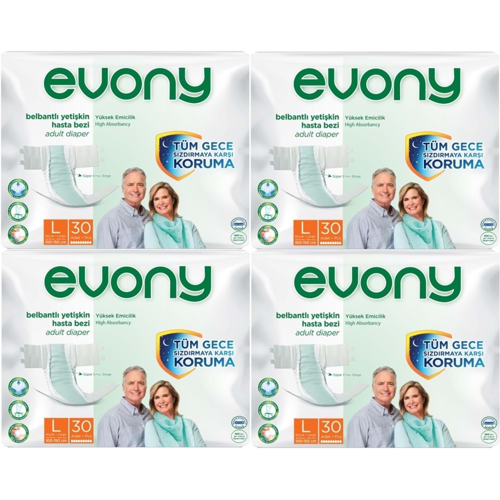 Evony Hasta Bezi Yetişkin Bel Bantlı Tekstil Yüzey L-Büyük 120 Adet (4PK*30)