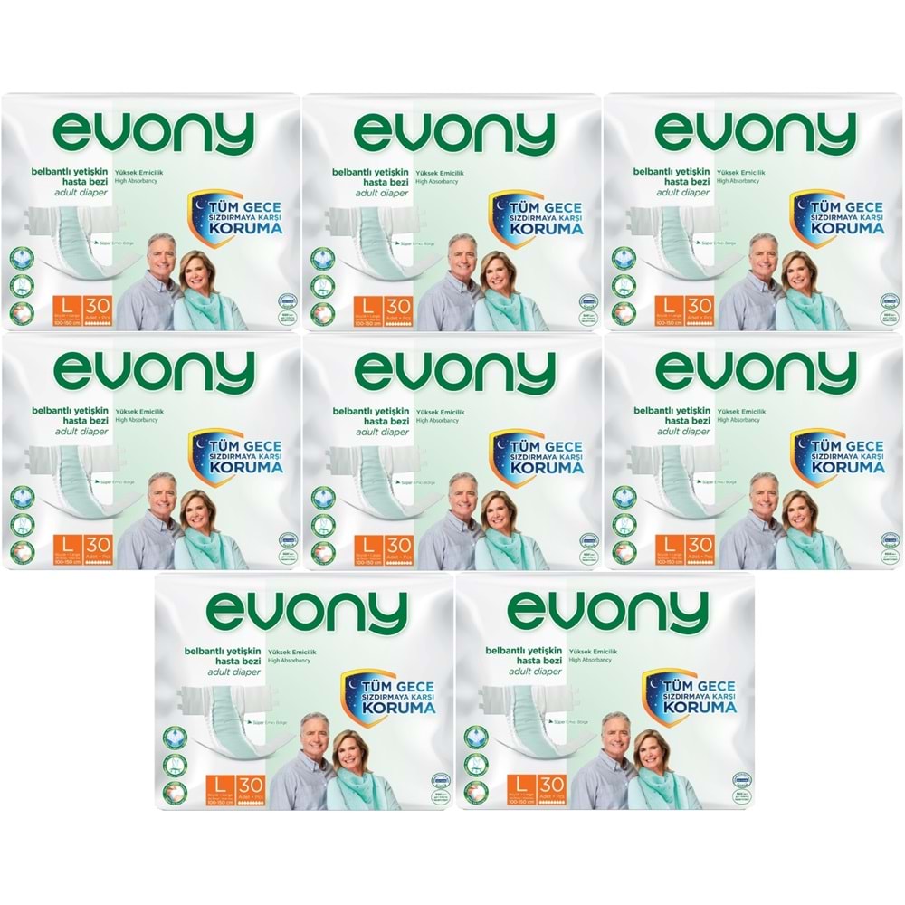 Evony Hasta Bezi Yetişkin Bel Bantlı Tekstil Yüzey L-Büyük 240 Adet (8PK*30)