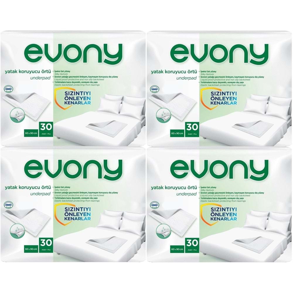 Evony Hasta Yatak Koruyucu Örtü 60*90CM 120 Adet (4PK*30) (Kaymaz Özellikli)