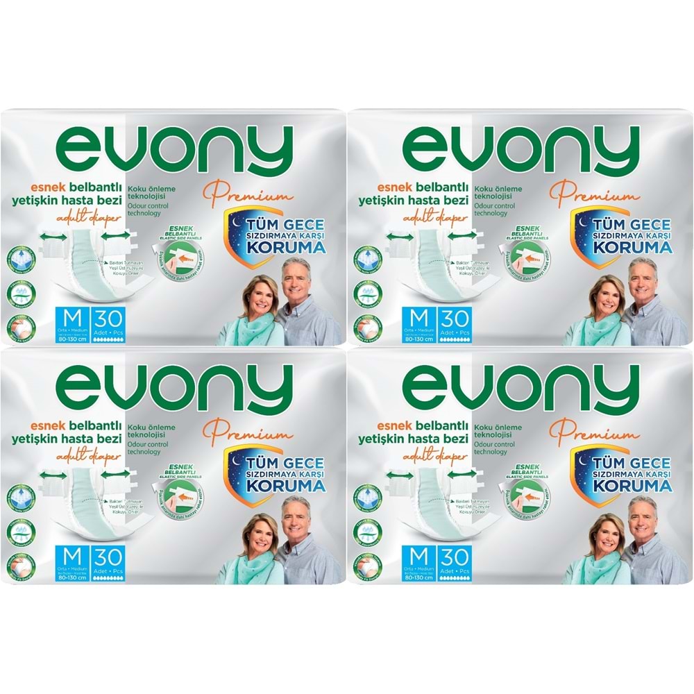Evony Premium Hasta Bezi Yetişkin Bel Bantlı Tekstil Yüzey M-Orta 120 Adet