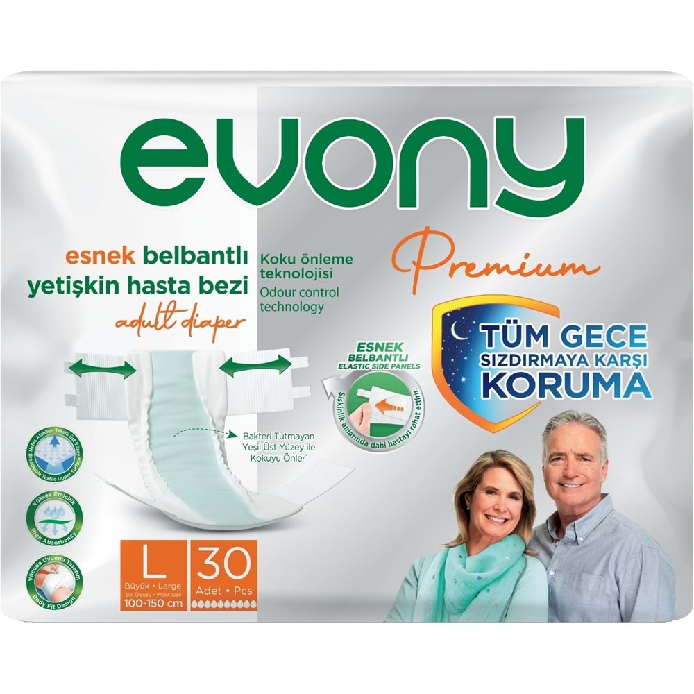 Evony Premium Hasta Bezi Yetişkin Bel Bantlı Tekstil Yüzey L - Büyük - Large 240 Adet