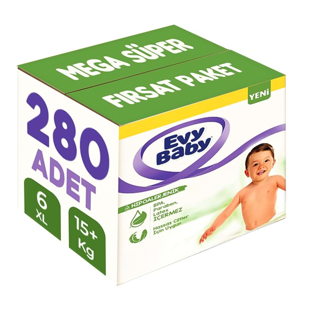 Evy Baby Bebek Bezi 6 Beden 15+ KG Ekstra large 280 Adet MeGa Süper Fırsat Pk