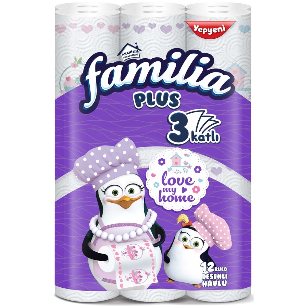 Familia Kağıt Havlu Plus Desenli 36 Lı Pk (3 Katlı) (3PK*12) Love My Home