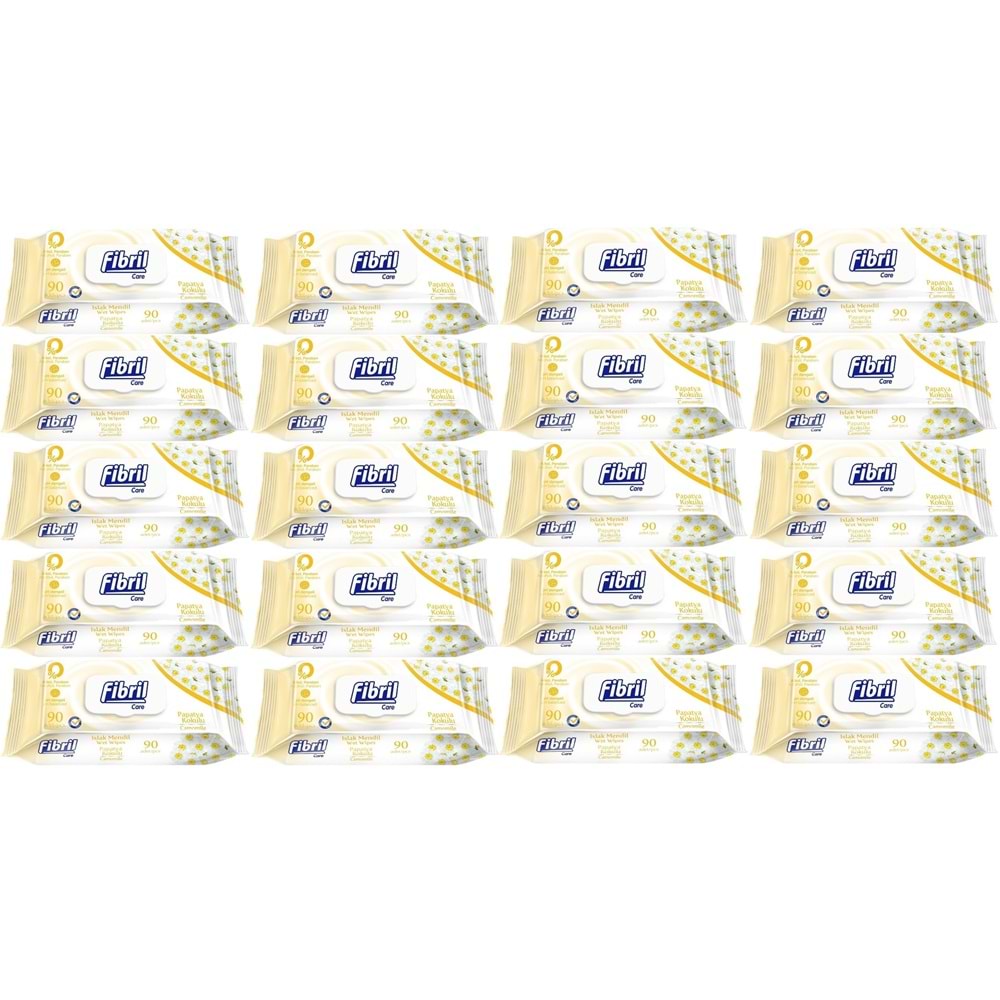 Fibril Islak Havlu Mendil 90 Yaprak Papatya Plastik Kapaklı (20 Li Set) 1800 Yaprak