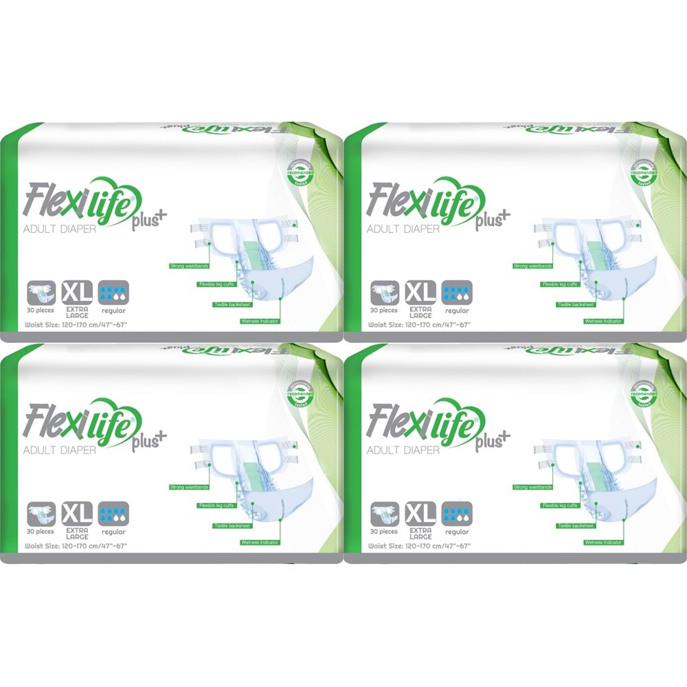 Flexi Life Yetişkin Hasta Bezi Bel Bantlı Tekstil Yüzeyli XL Ekstra Büyük (120 Adet)