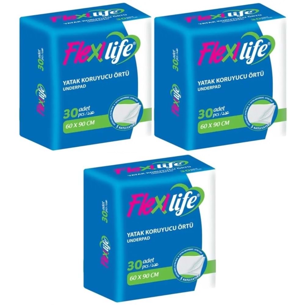 Flexi Life Hasta Alt Açma Yatak Koruyucu Örtü 60*90CM Klasik 90 Adet (3Pk*30)