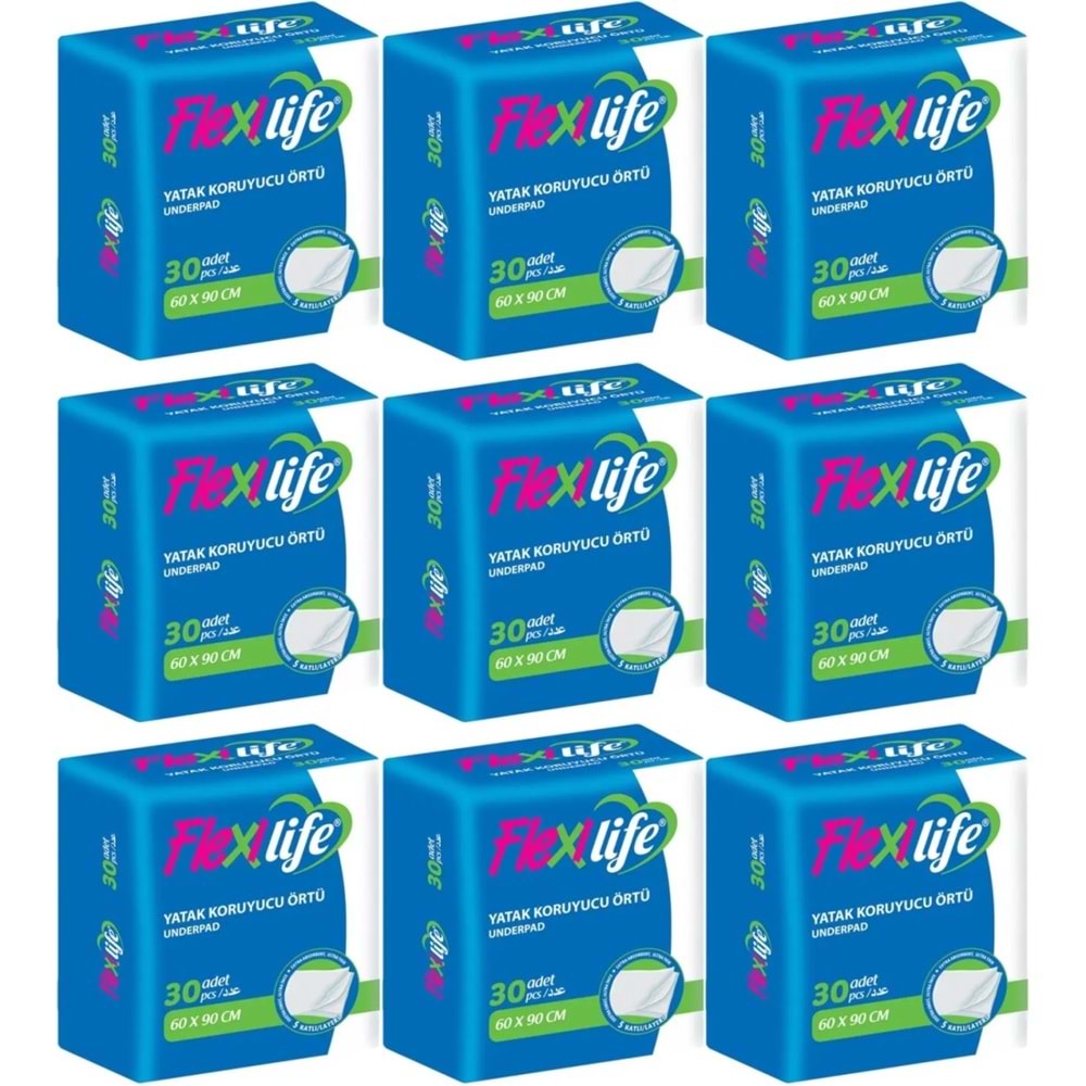Flexi Life Hasta Alt Açma Yatak Koruyucu Örtü 60*90CM Klasik 270 Adet (9Pk*30)