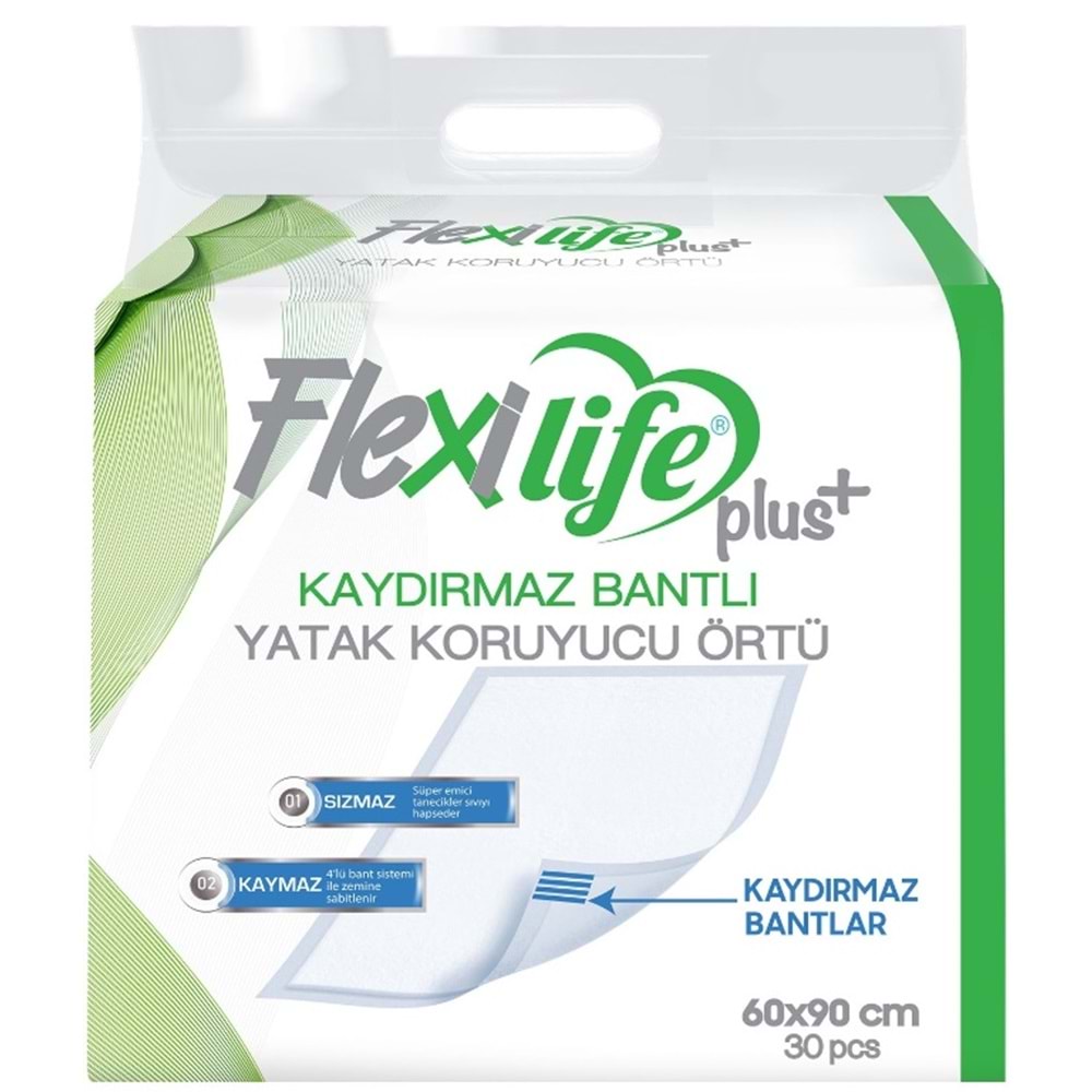 Flexi Life Yetişkin Hasta Bezi Bel Bantlı Tekstil Yüzeyli Orta 30 Adet + Yatak Koruyucu + Havlu