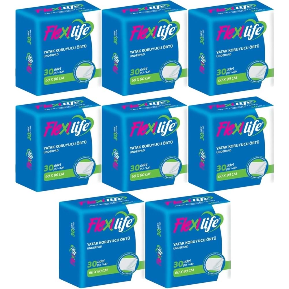 Flexi Life Kedi - Köpek - Evcil Hayvan Çiş Tuvalet Eğitim Pedi 60*90CM 240 Adet (8PK*30)