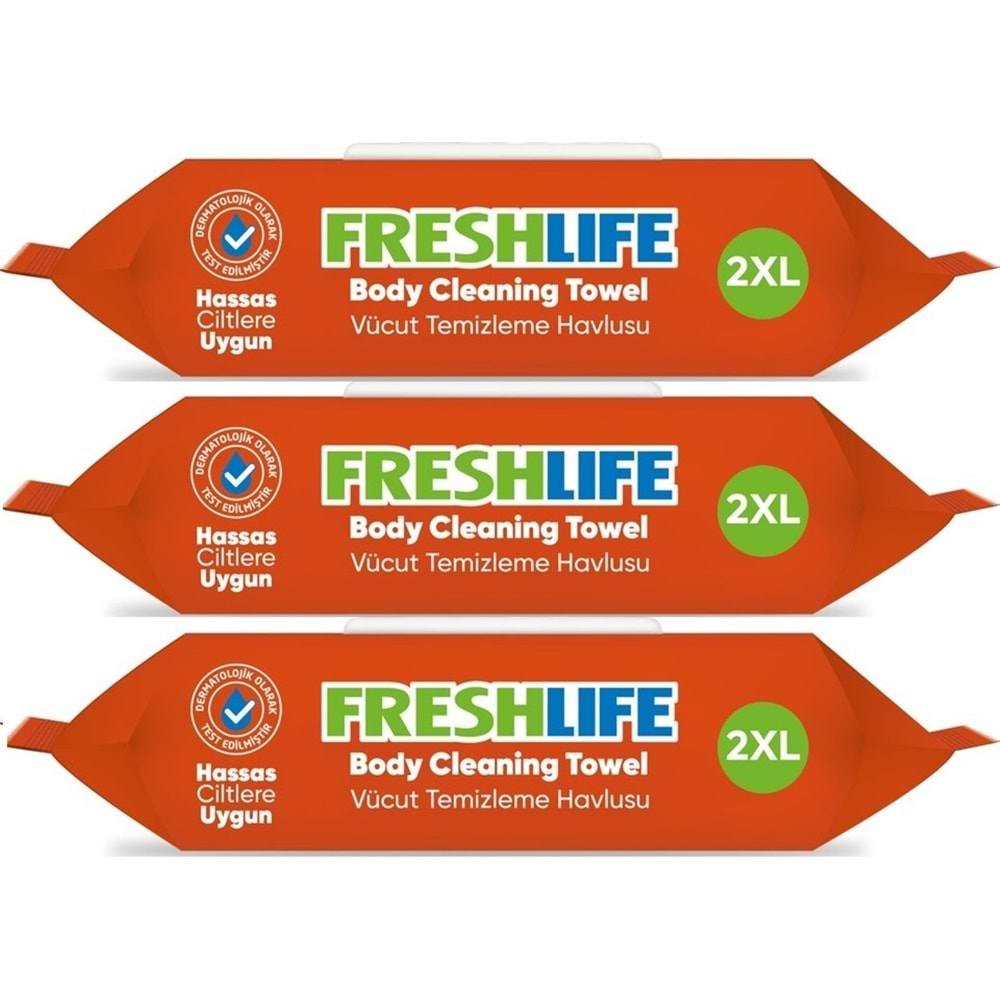 Freshlife Hasta Vücut Temizleme Islak Mendil Havlu 50 Yaprak XL (3 Lü Set)
