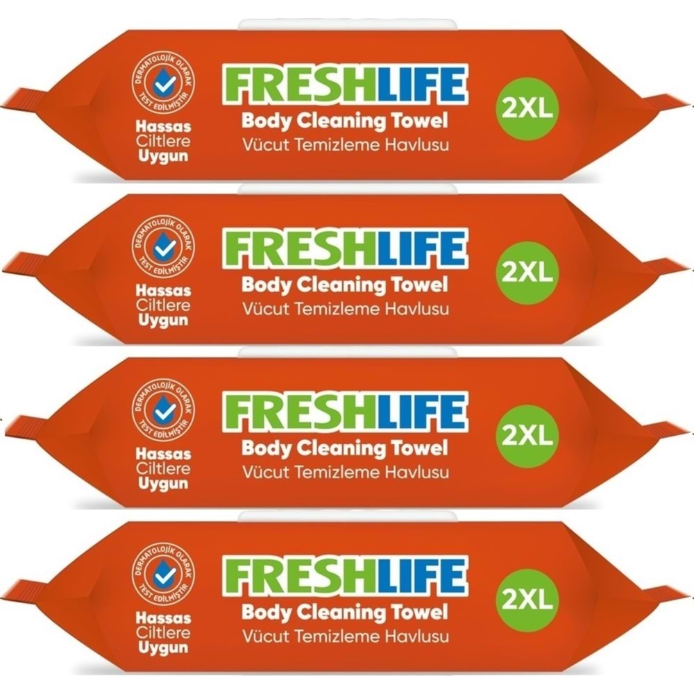Freshlife Hasta Vücut Temizleme Islak Mendil Havlu 50 Yaprak XL (4 Lü Set)