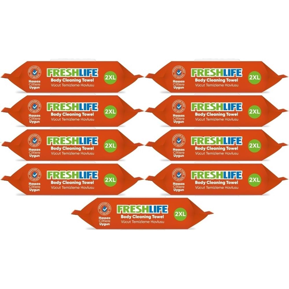 Freshlife Hasta Vücut Temizleme Islak Mendil Havlu 50 Yaprak XL (9 Lu Set)
