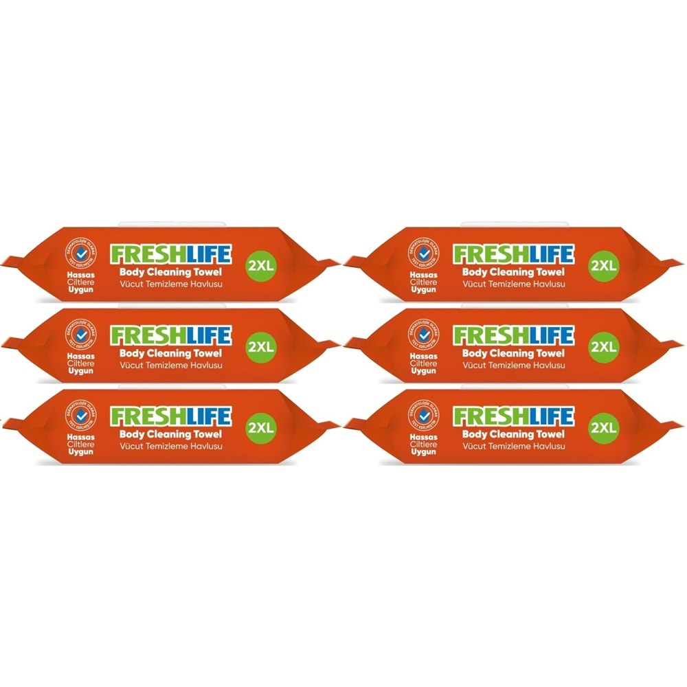Freshlife Hasta Vücut Temizleme Islak Mendil Havlu 50 Yaprak XL (6 Lı Set)