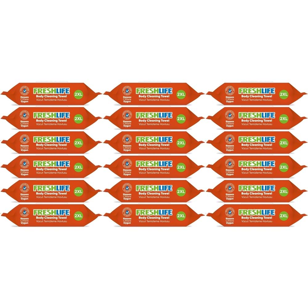 Freshlife Hasta Vücut Temizleme Islak Mendil Havlu 50 Yaprak XL (18 Li Set)