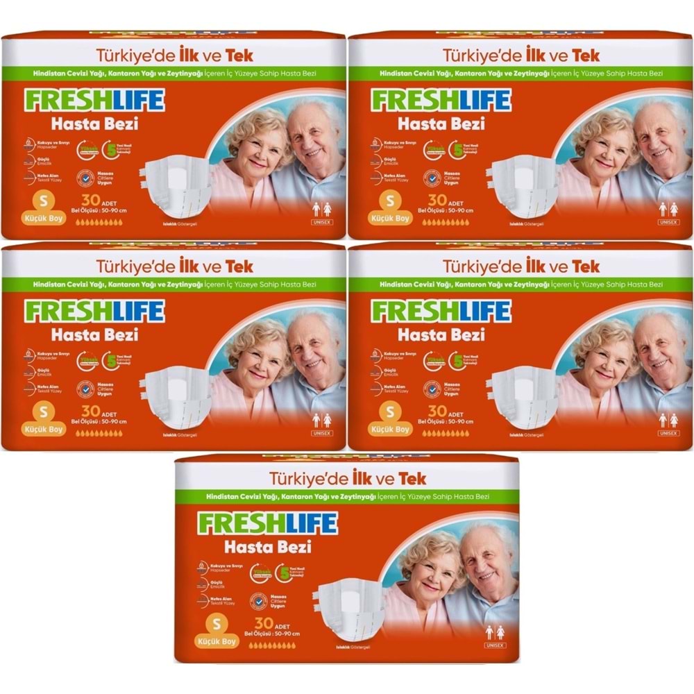 FreshLife Yetişkin Hasta Bezi Bel Bantlı S - Küçük - Small 150 Adet (5PK*30)