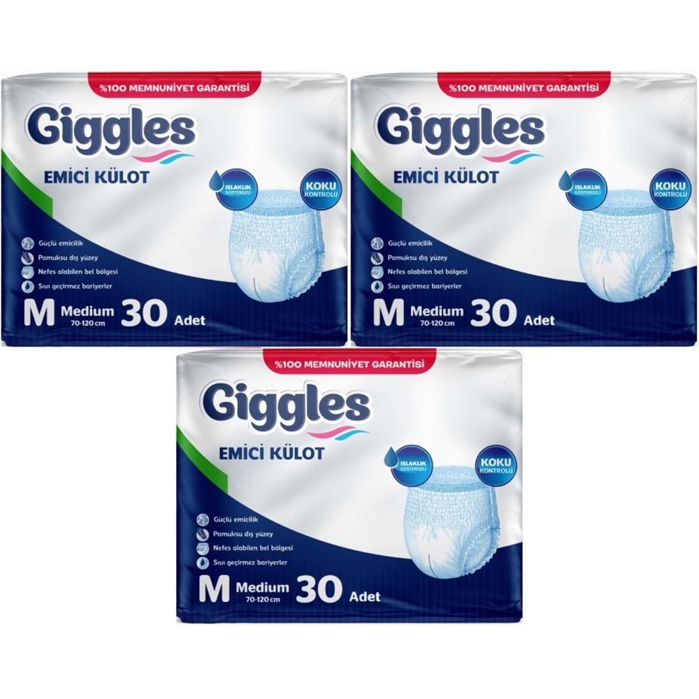 Giggles Hasta Bezi Yetişkin Emici Külot M-Orta Medium 90 Adet (3Pk*30)