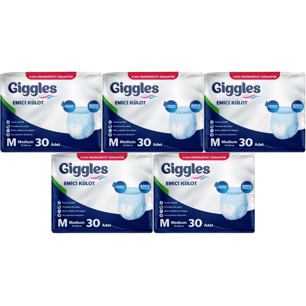 Giggles Hasta Bezi Yetişkin Emici Külot M-Orta Medium 150 Adet (5Pk*30)