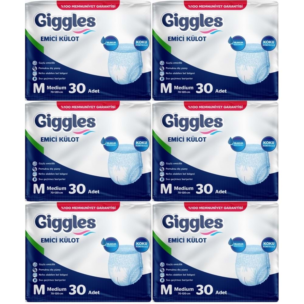 Giggles Hasta Bezi Yetişkin Emici Külot M-Orta Medium 180 Adet (6Pk*30)