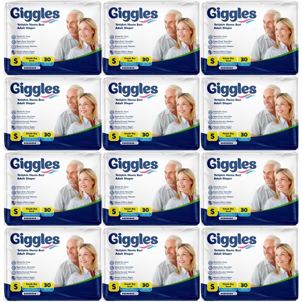 Giggles Hasta Bezi Yetişkin Bel Bantlı Tekstil Yüzey Küçük - Small (S) 360 Adet (12PK*30)