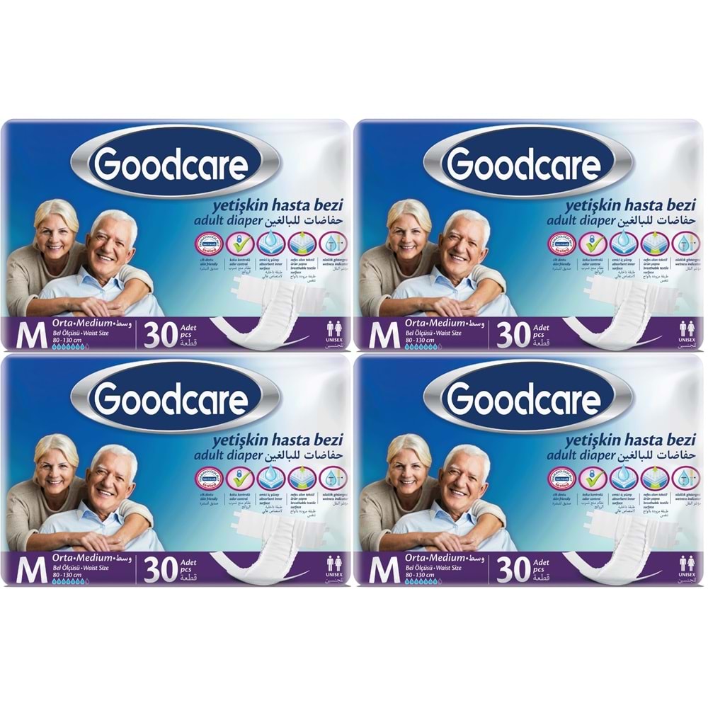 Goodcare Hasta Bezi Yetişkin Bel Bantlı Tekstil Yüzey M Medium - Orta 120 Adet (4PK*30)