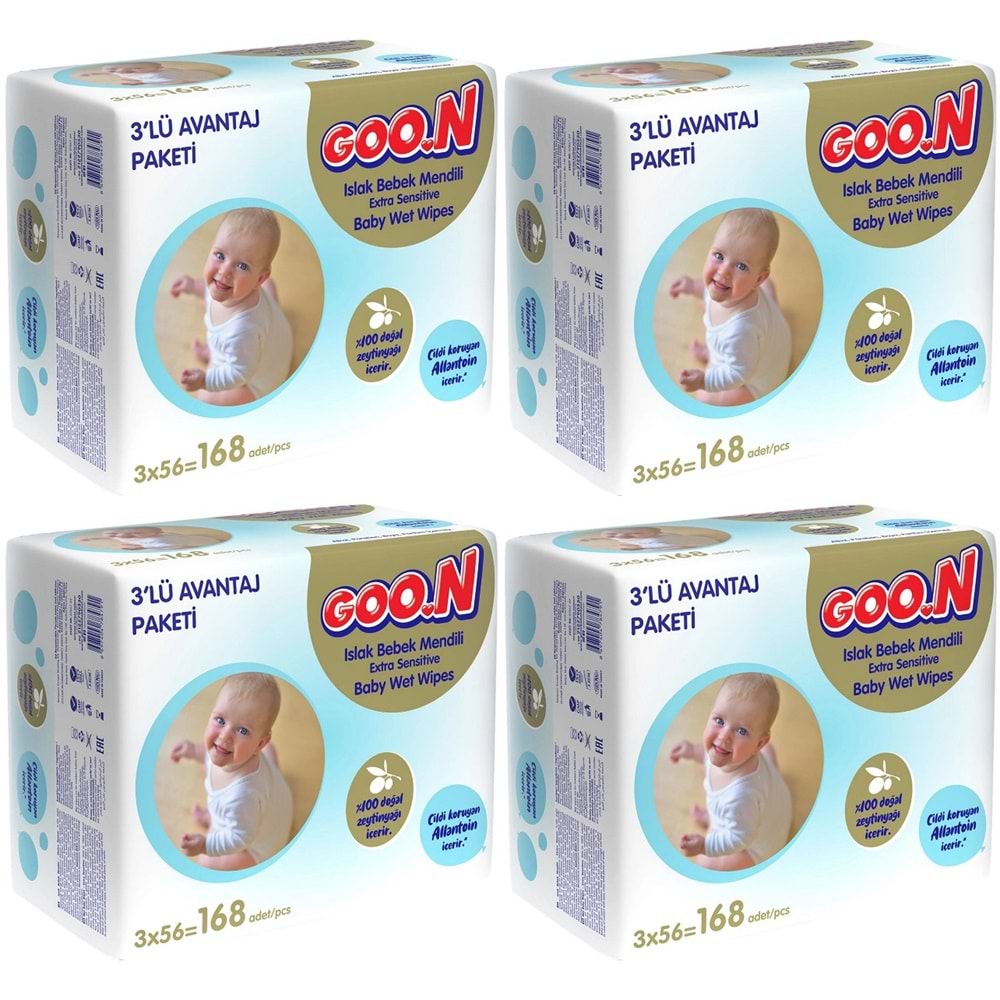 Goon Islak Havlu Mendil 56 Yaprak Sensitive Hassas Cilt 12 Li Set (4PK*3) 672 Yaprak