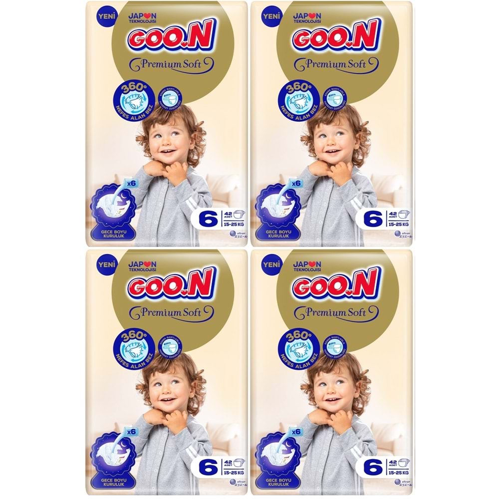 Goon Premium Soft Bebek Bezi Beden:6 (15-25KG) Extra Large 168 Adet Avantaj Fırsat Pk