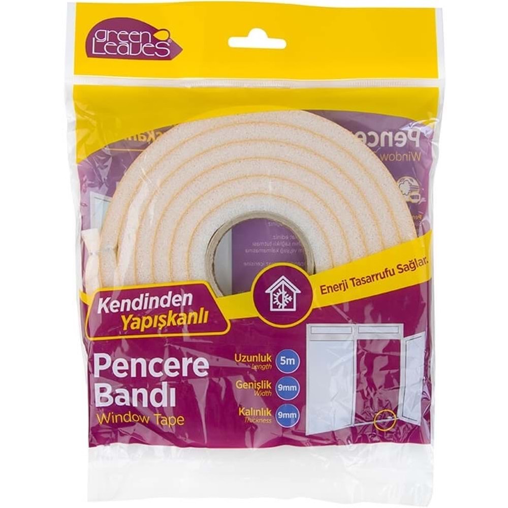 GreenLeaves Süngerli Pencere Bandı 5 Metre (9 Lu Set)