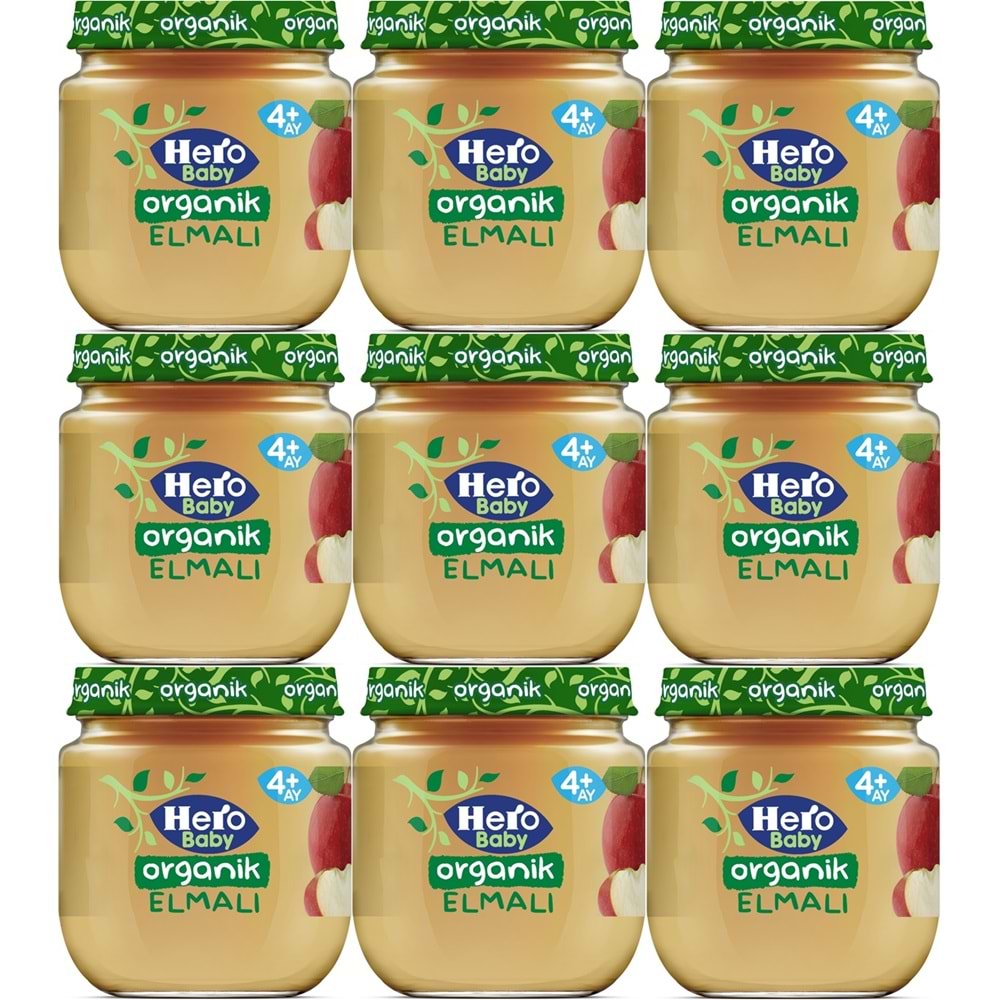 Hero Baby Kavanoz Maması 120GR Organik Elmalı (9 Lu Set)