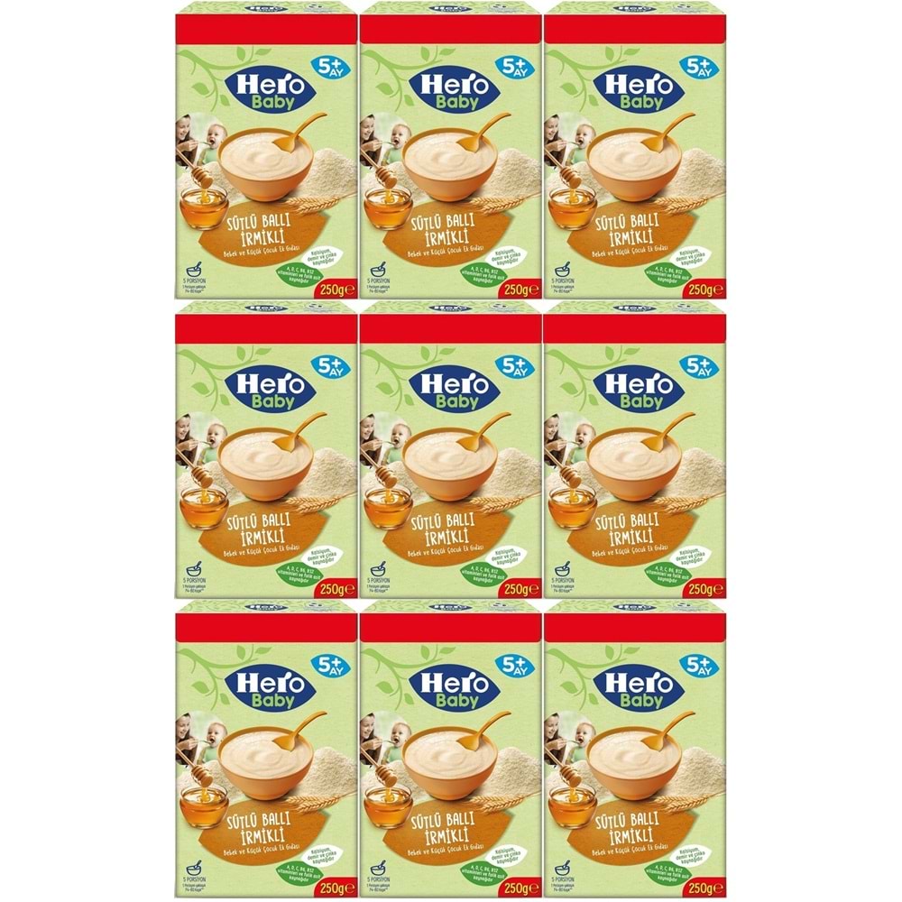 Hero Baby Kaşık Maması 250GR Sütlü Ballı İrmikli (Avantaj Pk) (9 Lu Set)