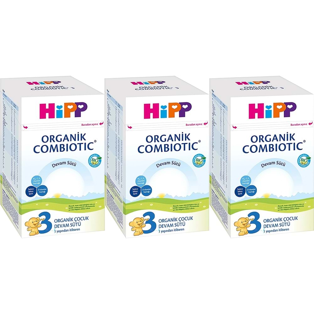 Hipp Organik Combiotic Bebek Devam Sütü 800GR No:3 (9. Aydan İtibaren) (3 Lü Set)