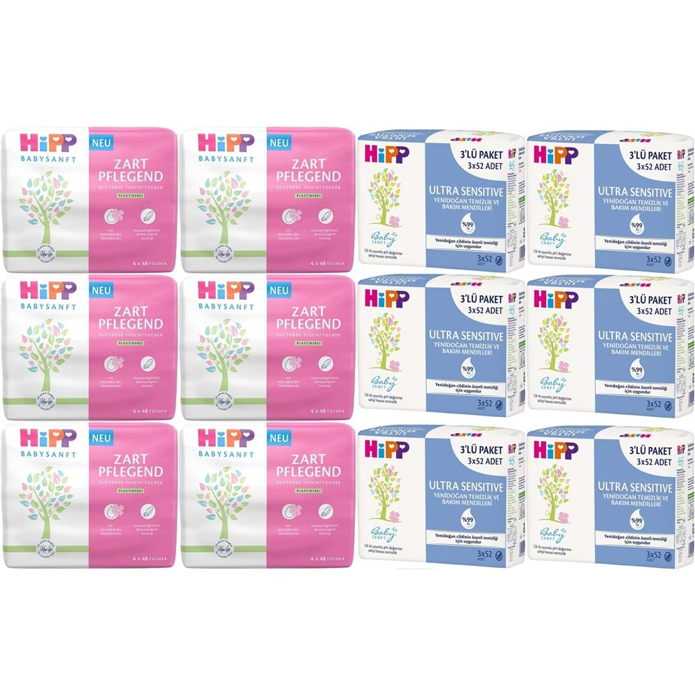 Hipp Baby Sanft Islak Havlu Mendil Karma Sensitive Yeni Doğan + Klasik 42 Li Set 2088 Yaprak