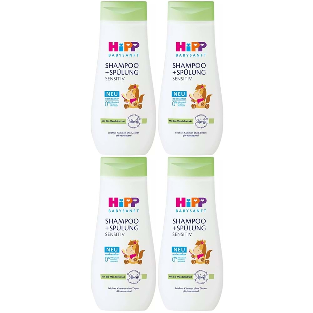 Hipp Babysanft Çoçuk Şampuanı (Shampoo +Spülung) Sensıtive 200ML (4 Lü Set)
