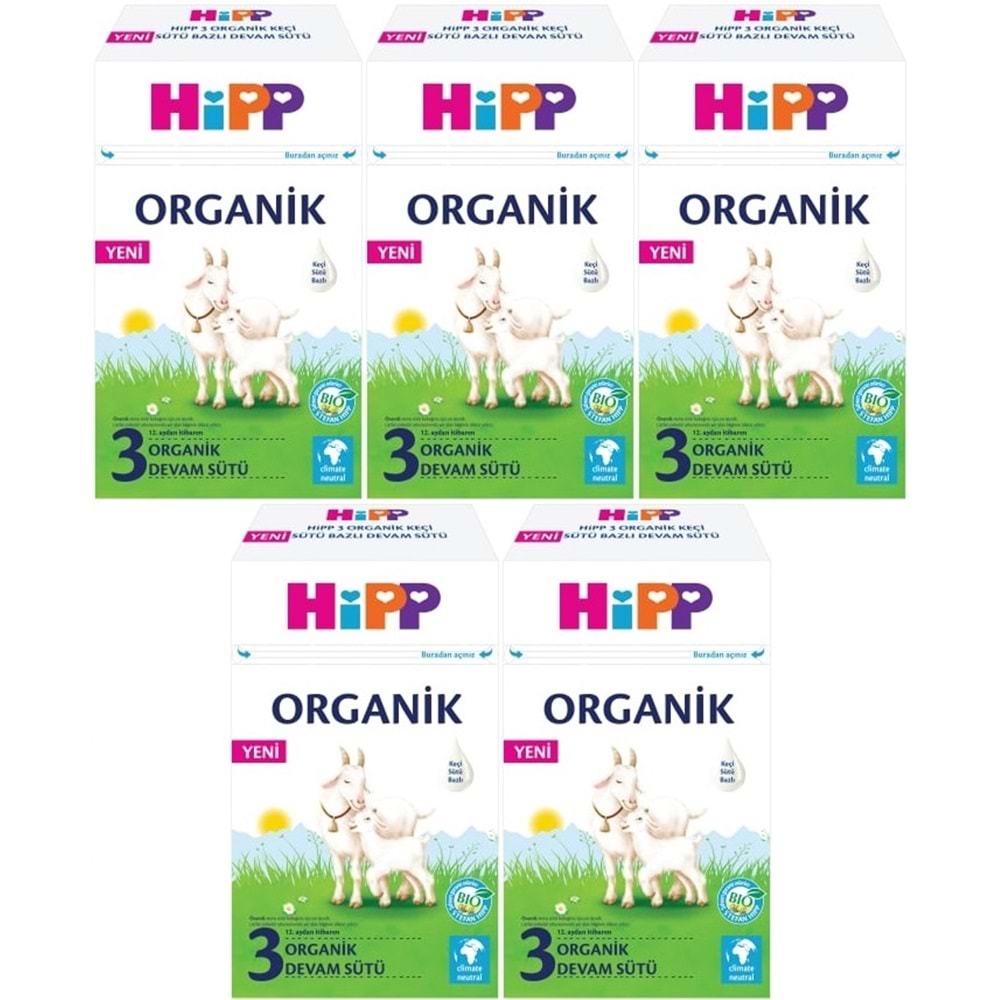 Hipp Organik Keçi Sütü Bazlı Devam Sütü 400GR No:3 (12.Aydan İtibaren) (5 Li Set)
