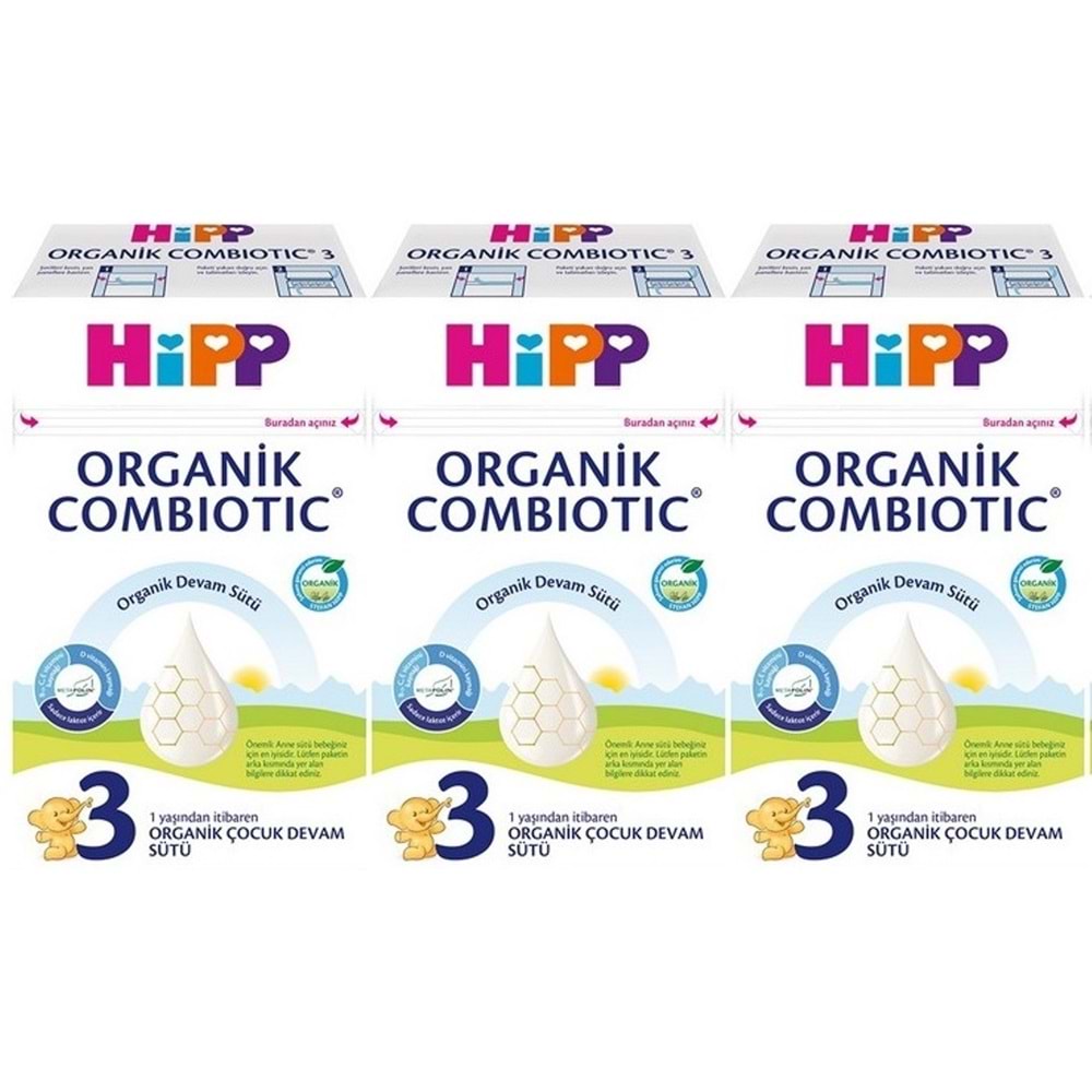 Hipp Organik Combiotic Devam Sütü 600GR No:3 (1 Yaşından İtibaren) (3 Lü Set)