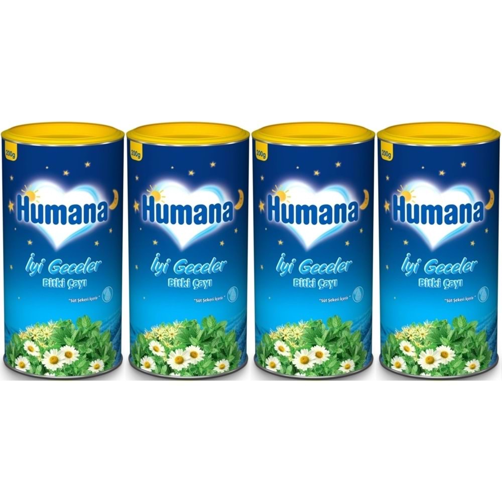 Humana İyi Geceler Çayı 200GR (Melisa Yağı İçeren Karışık Bitki İçecek Tozu) (4 Lü Set)