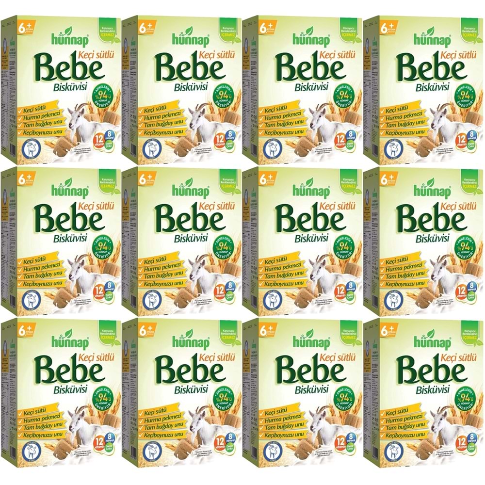 Hünnap Bebe Bisküvisi Keçi Sütlü 400GR 12 li Set (Toplam 4800GR)