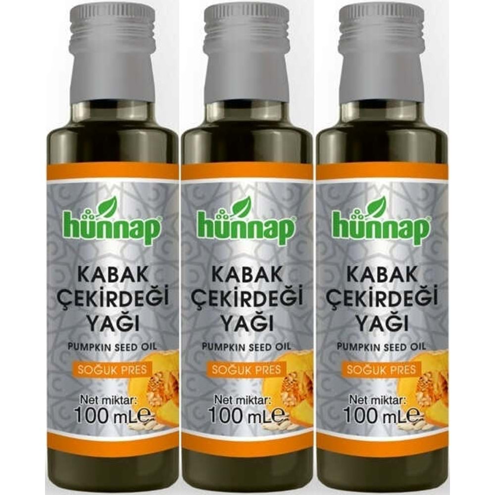 Hünnap Kabak Çekirdeği Yağı 100ML (Soğuk Press) (3 Lü Set)