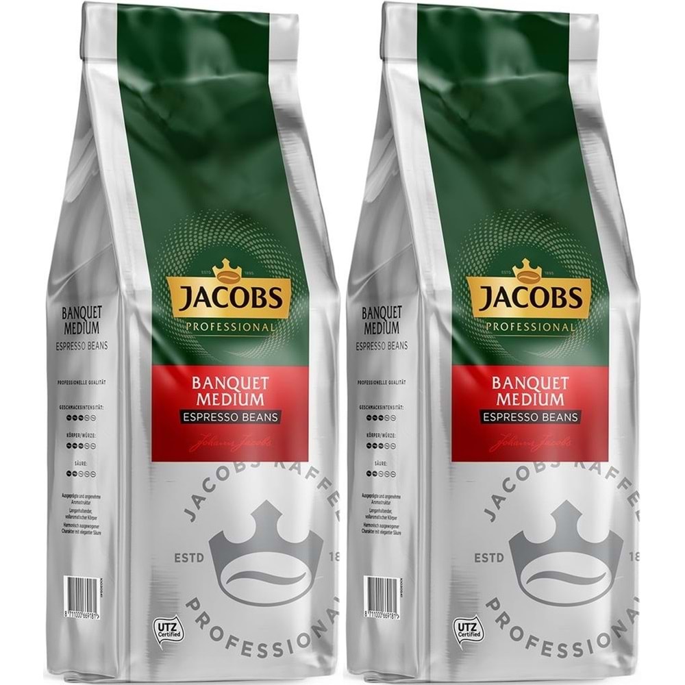 Jacobs Banquet Medium Çekirdek Kahve 1KG (Espresso Beans) (2 Li Set)