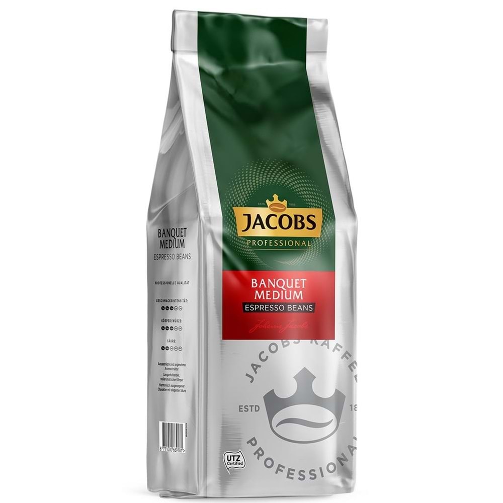 Jacobs Banquet Medium Çekirdek Kahve 1KG (Espresso Beans) (5 Li Set)