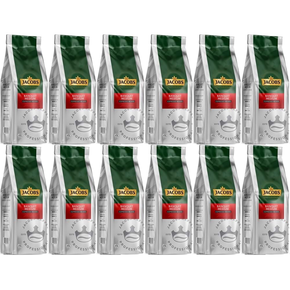 Jacobs Banquet Medium Çekirdek Kahve 1KG (Espresso Beans) (12 Li Set)