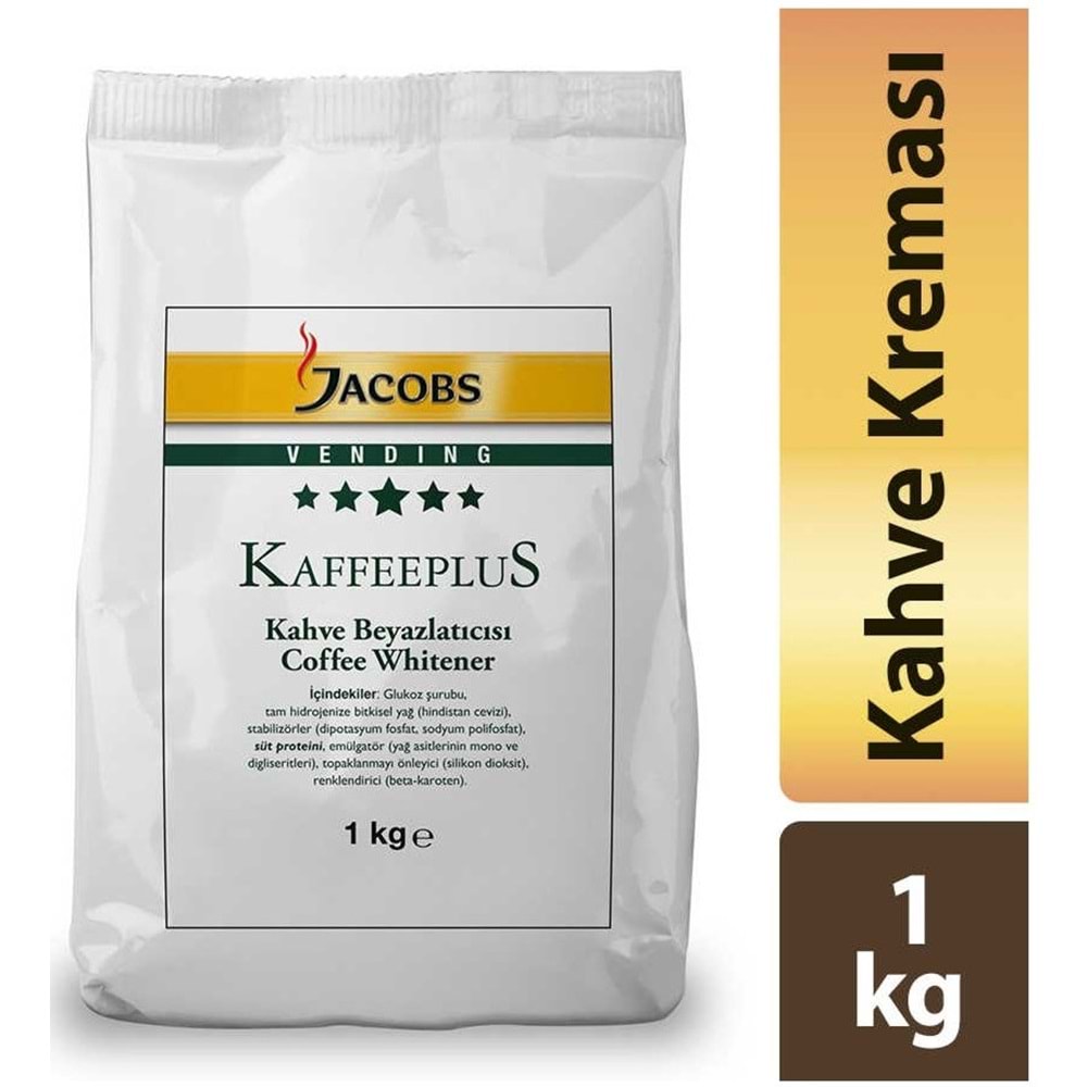 Jacobs Medium Çekirdek Kahve 1KG (Espresso Beans) & Kaffeeplus Süt Tozu 1KG (Karma 8 Li Set)