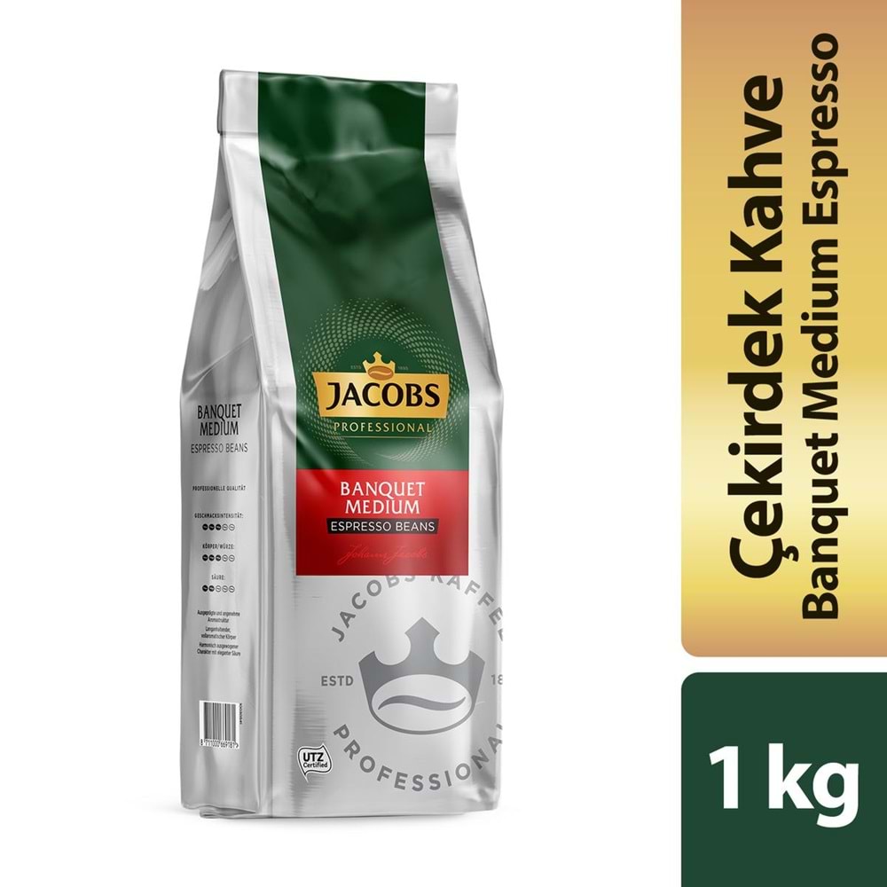 Jacobs Medium Çekirdek Kahve 1KG (Espresso Beans) & Kaffeeplus Süt Tozu 1KG (Karma 12 Li Set)