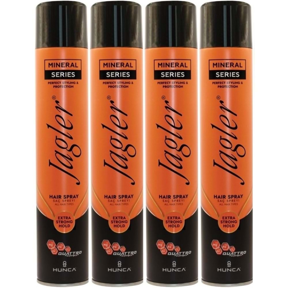 Jagler Saç Spreyi 400ML Extra Strong Hold - Ekstra Güçlü Tutuş (Turuncu) (4 Lü Set)