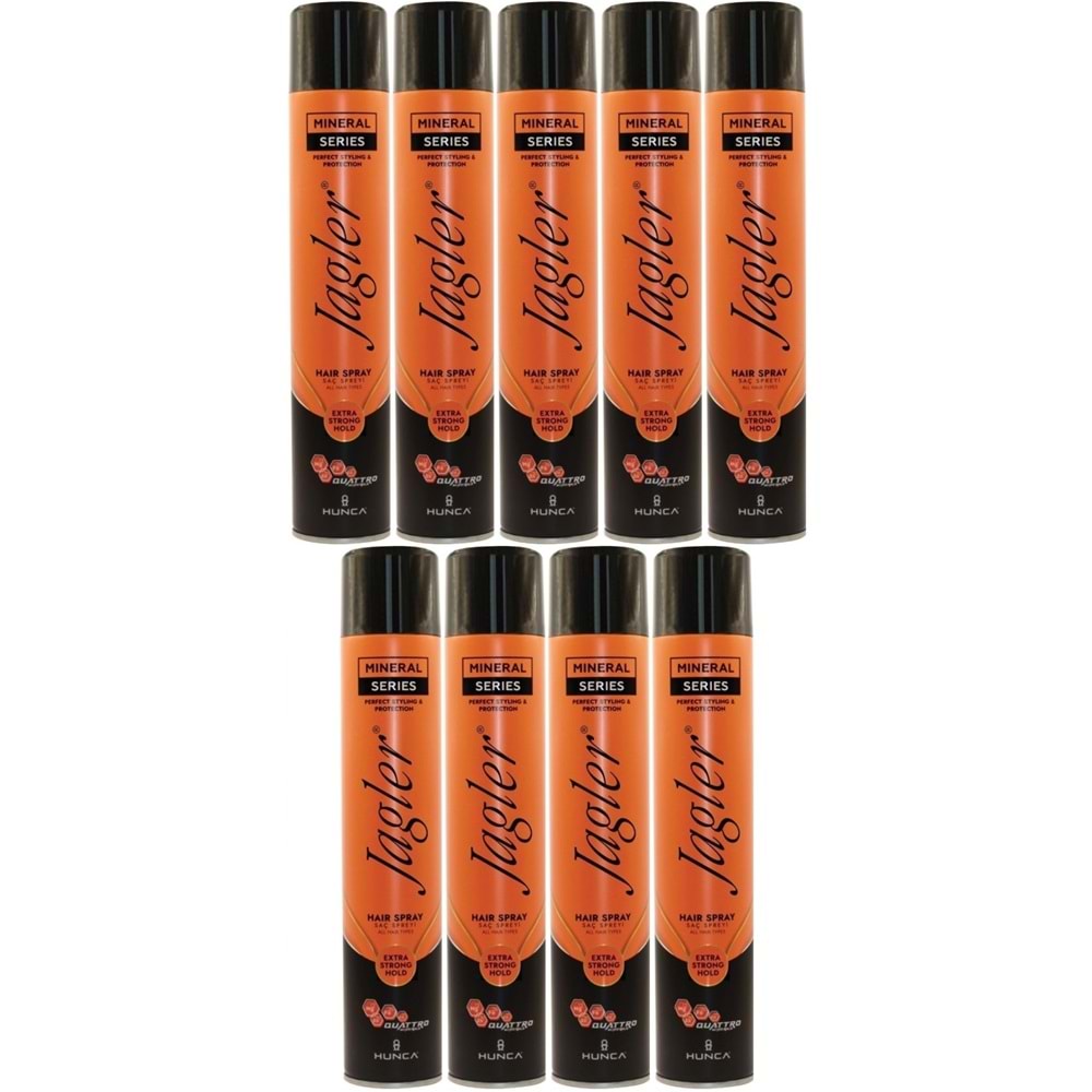 Jagler Saç Spreyi 400ML Extra Strong Hold - Ekstra Güçlü Tutuş (Turuncu) (9 Lu Set)