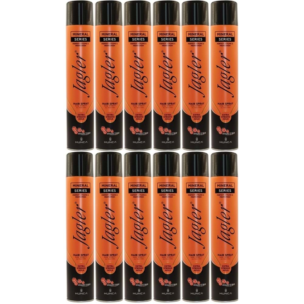 Jagler Saç Spreyi 400ML Extra Strong Hold - Ekstra Güçlü Tutuş (Turuncu) (12 Li Set)