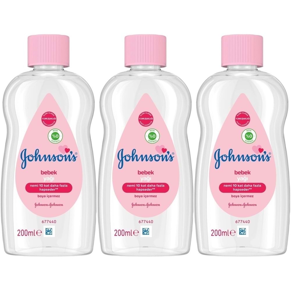 Johnsons Baby Bebek Yağı 200ML Nemlendirici (Pembe) (3 Lü Set)