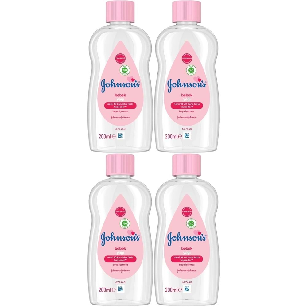 Johnsons Baby Bebek Yağı 200ML Nemlendirici (Pembe) (4 Lü Set)