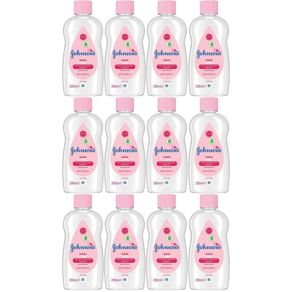 Johnsons Baby Bebek Yağı 200ML Nemlendirici (Pembe) (12 Li Set)