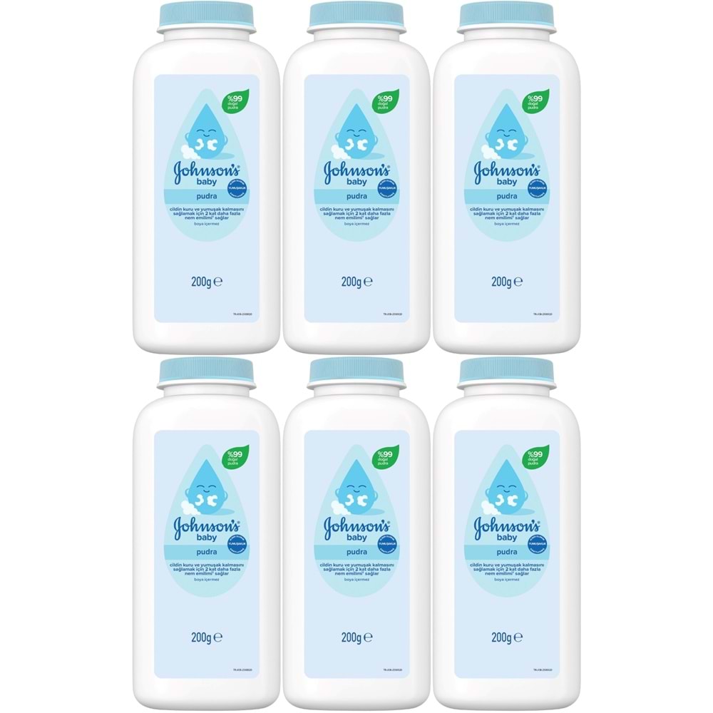 Johnsons Baby Bebek Pudrası 200GR Klasik (%99 Doğal) (6 Lı Set)